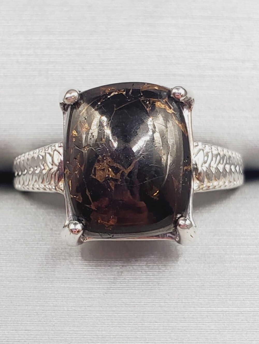 Genuine Cabochon Shungite 925 Sterling Silver Ring